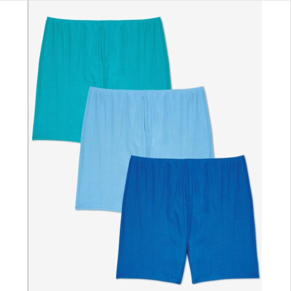 Comfort Choice Womens 3 Pack Vibrant Blue Cotton Bloomers Plus Size 10 3x 24 26